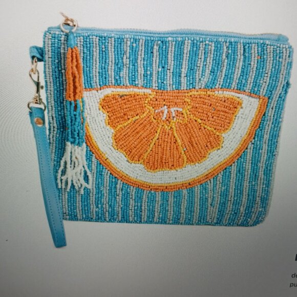 Sincerely Jules Women's Beaded Orange Slice Striped Wristlet - Picture 4 of 6